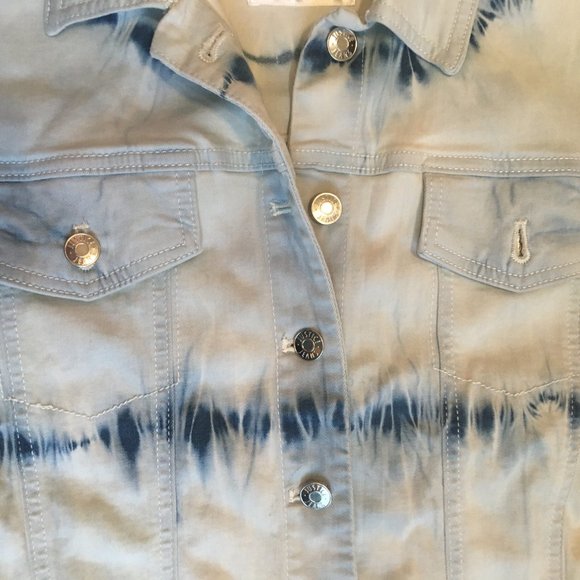 Justice Girl's Youth Size 18/20 Tie Dye Blue Denim Jacket Boho New with Tags - Picture 13 of 16